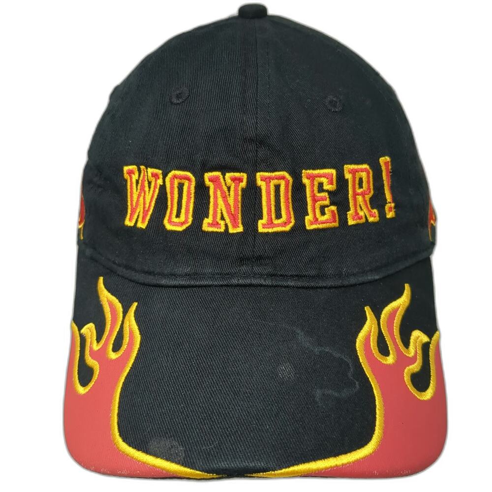 Big Accessories Wonder! Flames Baseball Cap Black One Size Hat Red Yellow
